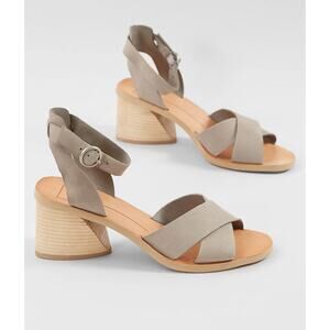 Dolce Vita Roman Heeled Sandals Leather Anthropologie Grey Nubuck Size 7